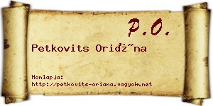 Petkovits Oriána névjegykártya